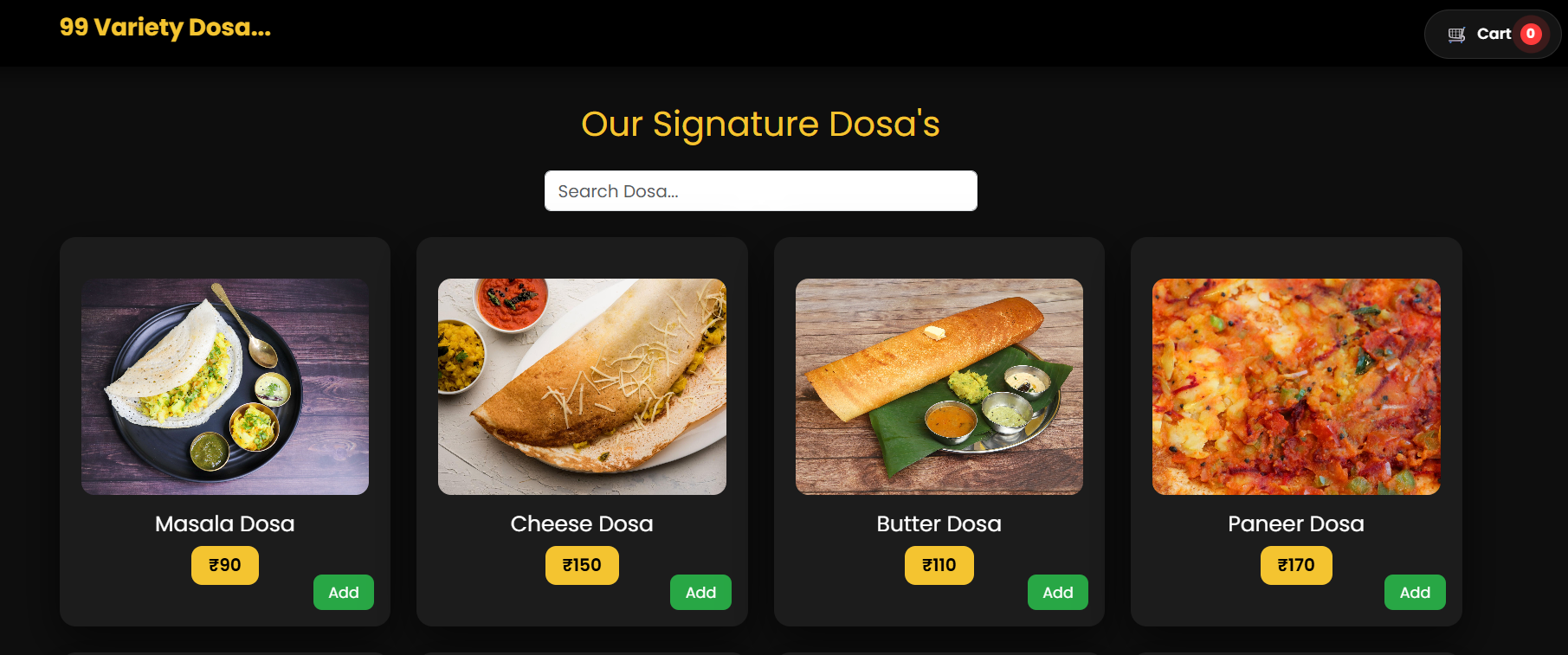 99 Variety Dosa